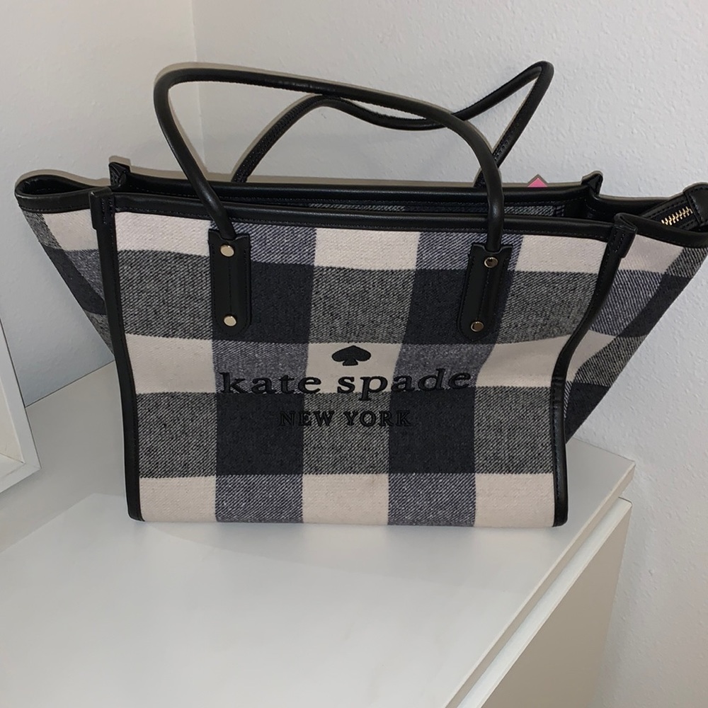 Kate Spade Ella tote, gingham, navy